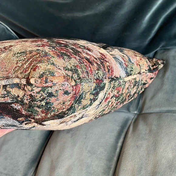 Vintage Tapestry Accent Throw Pillow Victorian Sail Boats Nautical - Picture 10 of 10